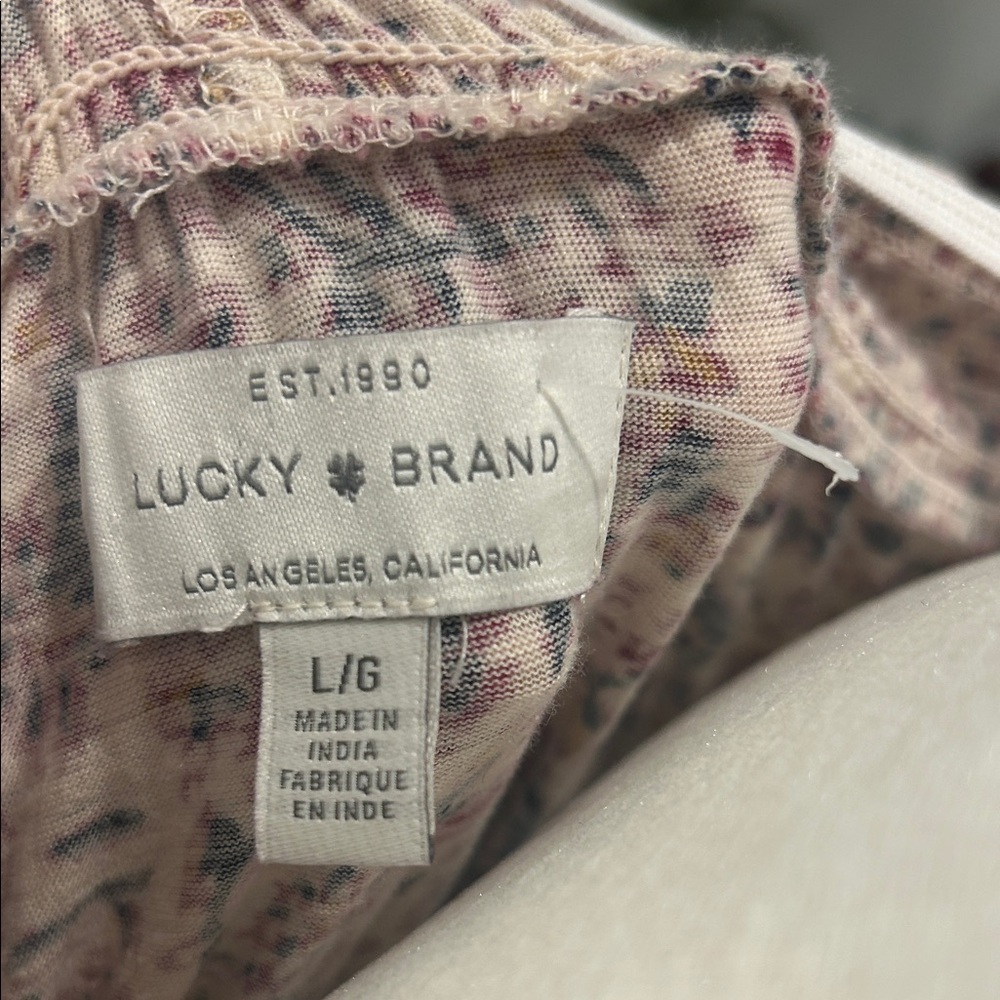 Lucky Brand Boho Floral Tassel Peasant Top - Cream and Burgundy - Picture 5 of 5